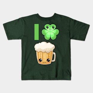 St Patricks Day I Clover Beer Kawaii Cute Kids T-Shirt